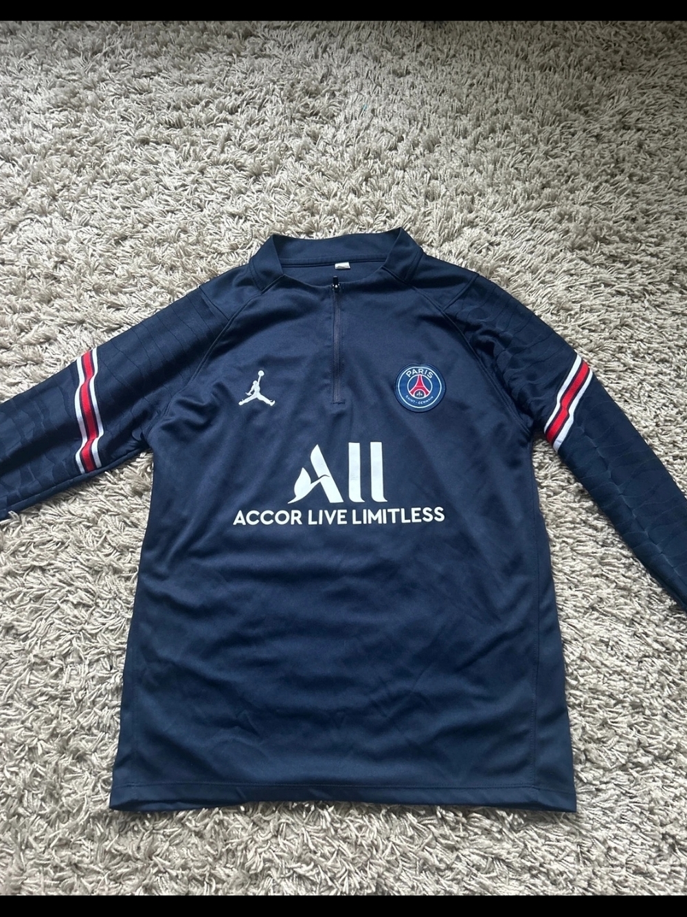 Paris Saint-Germain Navy Long-Sleeve Training Top by Jordan